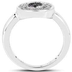 0.20 Carat Genuine Black Diamond and White Diamond .925 Sterling Silver Ring