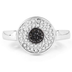 0.20 Carat Genuine Black Diamond and White Diamond .925 Sterling Silver Ring