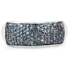 0.42 Carat Genuine Blue Diamond .925 Sterling Silver Ring