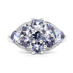 2.07 Carat Genuine Tanzanite .925 Sterling Silver Ring