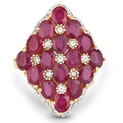 6.49 Carat Glass Filled Ruby and White Topaz .925 Sterling Silver Ring