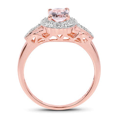 14K Rose Gold Plated 0.73 Carat Genuine Morganite & White Topaz .925 Sterling Silver Ring