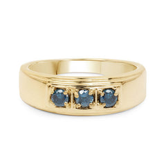 14K Yellow Gold Plated 0.33 Carat Genuine Blue Diamond .925 Sterling Silver Ring
