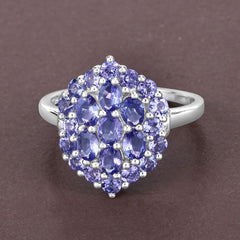 2.31 Carat Genuine Tanzanite .925 Sterling Silver Ring