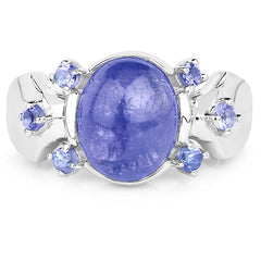 3.76 Carat Genuine Tanzanite .925 Sterling Silver Ring