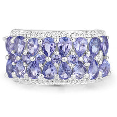 2.59 Carat Genuine Tanzanite .925 Sterling Silver Ring