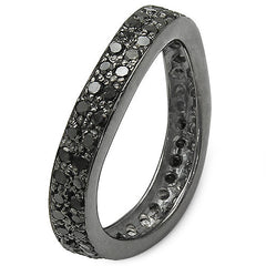 1.11 Carat Genuine Black Diamond .925 Sterling Silver Ring
