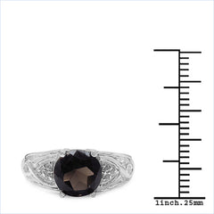 2.59 Carat Genuine Smoky Quartz & White Topaz .925 Sterling Silver Ring