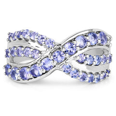 1.49 Carat Genuine Tanzanite .925 Sterling Silver Ring