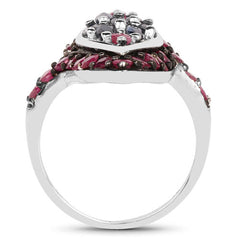 1.77 Carat Genuine Blue Sapphire and Ruby .925 Sterling Silver Ring
