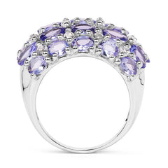 7.29 Carat Genuine Tanzanite and White Topaz .925 Sterling Silver Ring