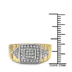 14K Yellow Gold Plated 0.21 Carat Genuine White Diamond .925 Sterling Silver Ring