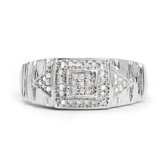 14K White Gold Plated 0.21 Carat Genuine White Diamond .925 Sterling Silver Ring