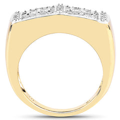 14K Yellow Gold Plated 0.19 Carat Genuine White Diamond .925 Sterling Silver Ring
