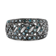 0.60 Carat Genuine Blue Diamond .925 Sterling Silver Ring