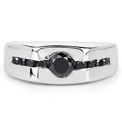 0.74 Carat Genuine Black Diamond .925 Sterling Silver Ring