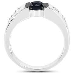 0.56 Carat Genuine Black Diamond and White Diamond .925 Sterling Silver Ring