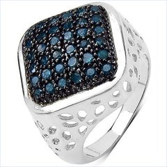 0.54 Carat Genuine Blue Diamond .925 Sterling Silver Ring
