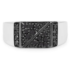 0.35 Carat Genuine Black Diamond .925 Sterling Silver Ring