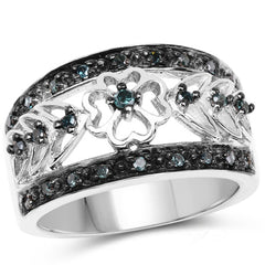0.31 Carat Genuine Blue Diamond .925 Sterling Silver Ring