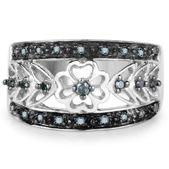 0.31 Carat Genuine Blue Diamond .925 Sterling Silver Ring