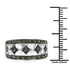 0.32 Carat Genuine Green Diamond .925 Sterling Silver Ring