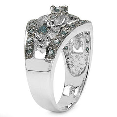 0.47 Carat Genuine Blue Diamond .925 Sterling Silver Ring