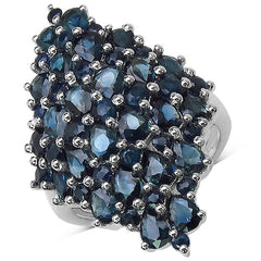 4.70 Carat Genuine Blue Sapphire .925 Sterling Silver Ring