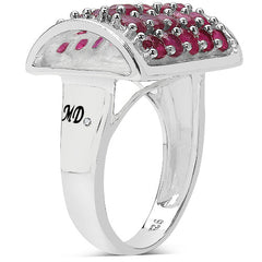 3.01 Carat Genuine Ruby & White Diamond .925 Sterling Silver Ring