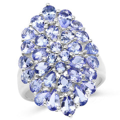 4.62 Carat Genuine Tanzanite .925 Sterling Silver Ring