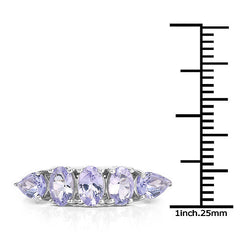 2.33 Carat Genuine Tanzanite .925 Sterling Silver Ring