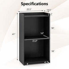 Rolling Podium Stand with 2 Shelves and Lockable Wheels-Black