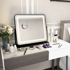 360° Rotatable Vanity Makeup Mirror with 3 Color Lighting Modes and Touch Control-Black