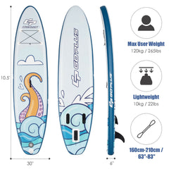 11 ft Inflatable Stand Up Paddle Board Surfboard with Aluminum Paddle Pump