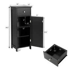 Wooden Bathroom Floor Storage Cabinet with Drawer and Shelf