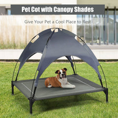 Portable Elevated Outdoor Pet Bed with Removable Canopy Shade-36 Inch