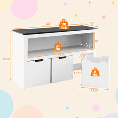Kids Toy Storage Organizer with Blackboard Top-3-Drawer