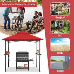 8 x 5 Feet Outdoor Barbecue Grill Gazebo Canopy Tent BBQ Shelter-Wine