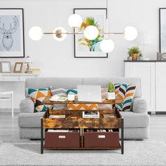 Lift Top Coffee Table Central Table with Drawers and Hidden Compartment for Living Room