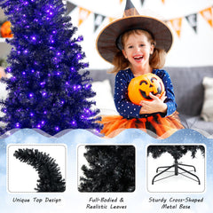 7 Feet Pre-Lit Black Halloween Tree with 8 Flash Modes and 400 Lights