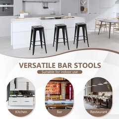 30 Inch Bar Stools Set of 4 with Square Seat and Handling Hole