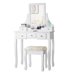 5 Drawers Removable Box Makeup Dressing Vanity Set-White