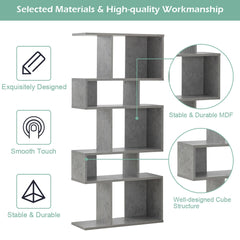 5 Cubes Ladder Shelf Corner Bookshelf Display Rack Bookcase-Gray