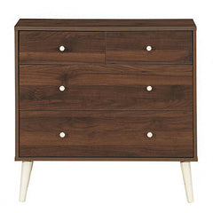 4-Drawer Dresser Cabinet Storage Organizer Rubber Leg with Rail-Brown
