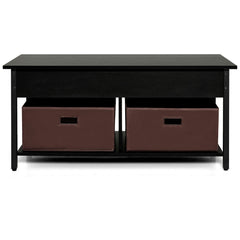Lift Top Coffee Table Central Table with Drawers and Hidden Compartment for Living Room