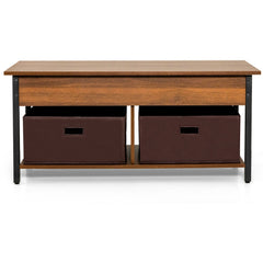 Lift Top Coffee Table Central Table with Drawers and Hidden Compartment for Living Room