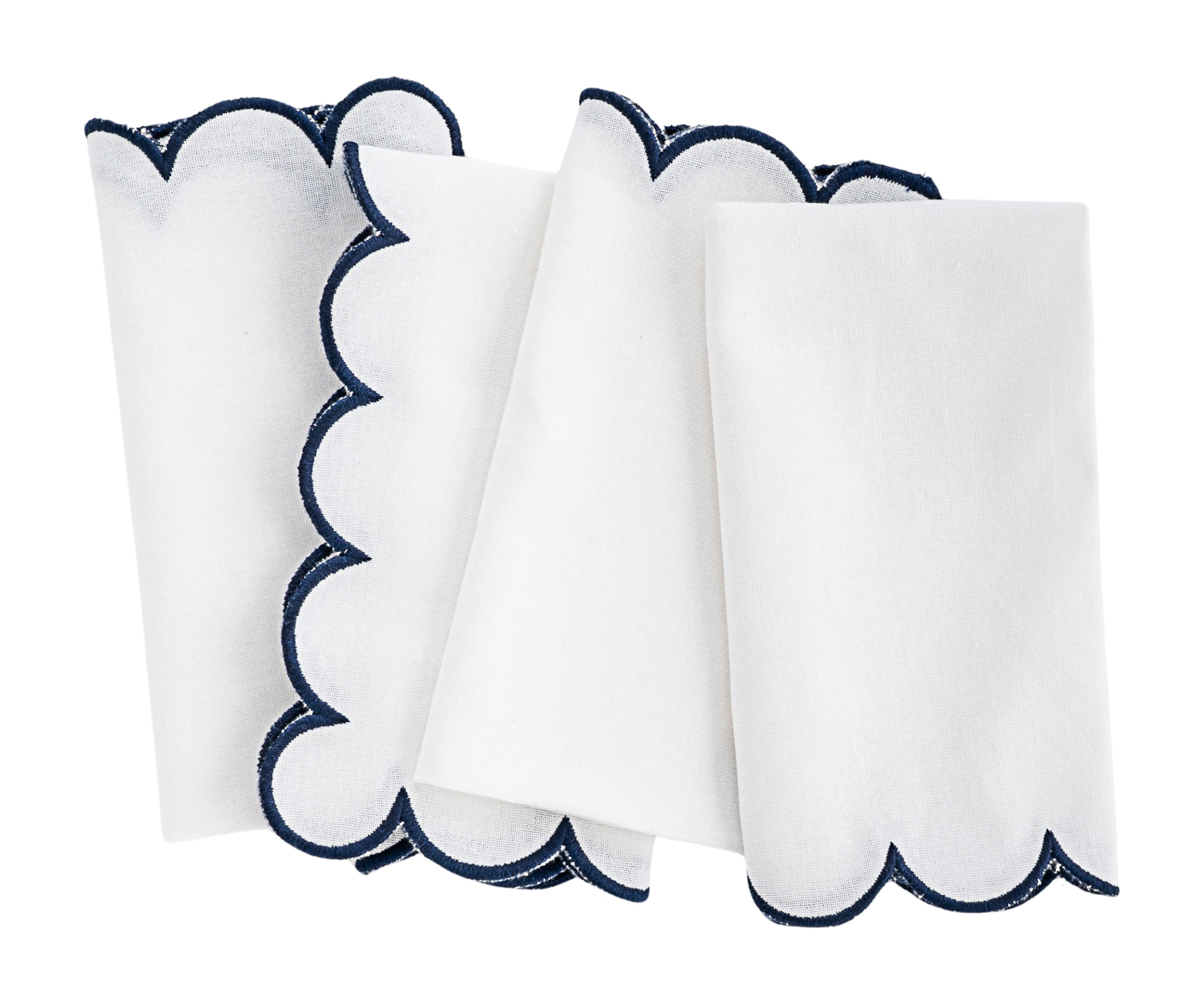 Navy Scalloped Edge Napkins LongWave