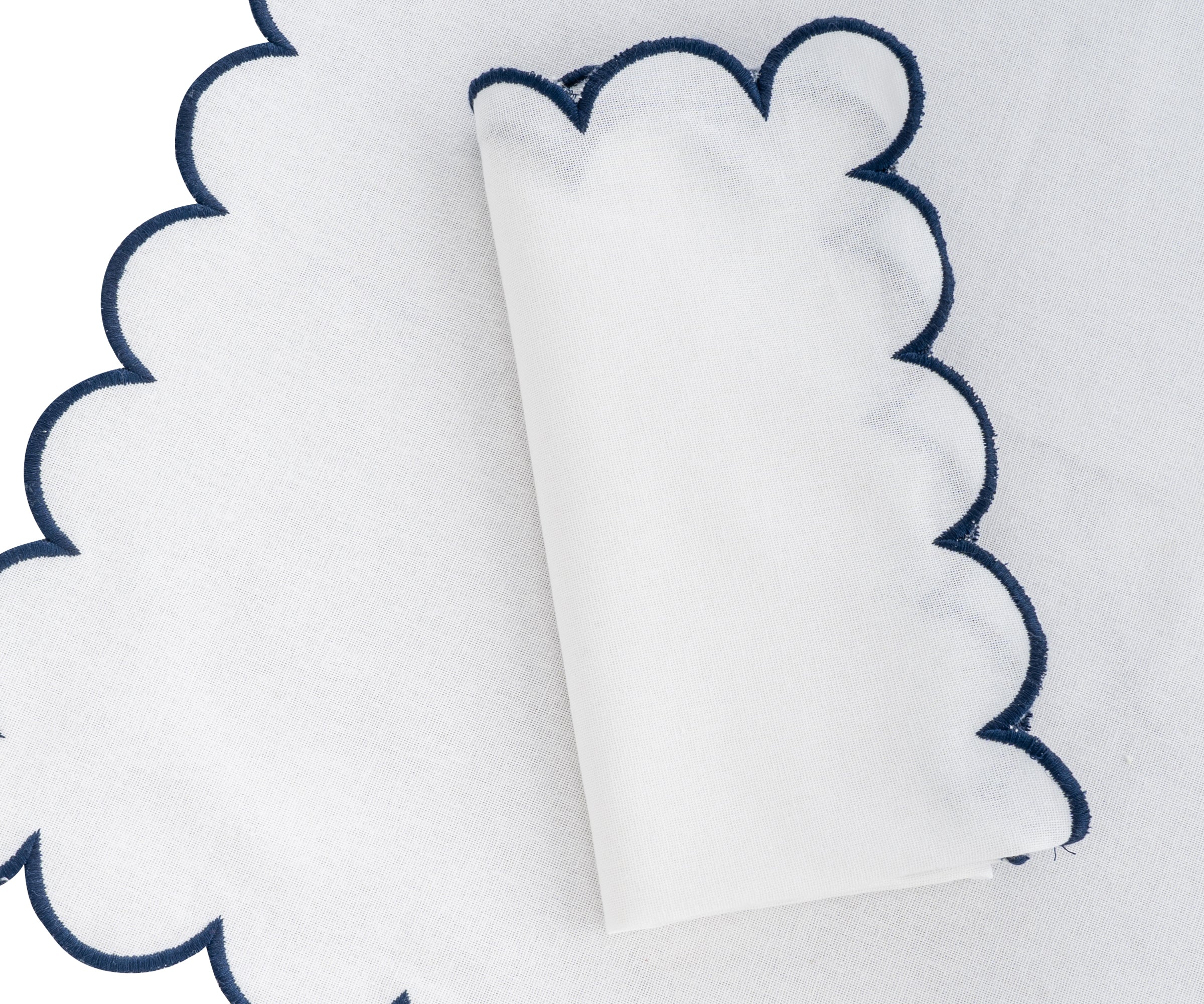 Navy Scalloped Edge Napkins LongWave