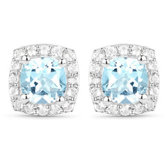 4.62 Carat Genuine Blue Topaz and White Topaz .925 Sterling Silver 3 Piece Jewelry Set (Ring, Earrings, and Pendant w/ Chain)