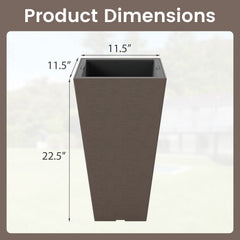Set of 2 Square Taper Planter with Removable Inner Bucket and Optional Drainage Hole